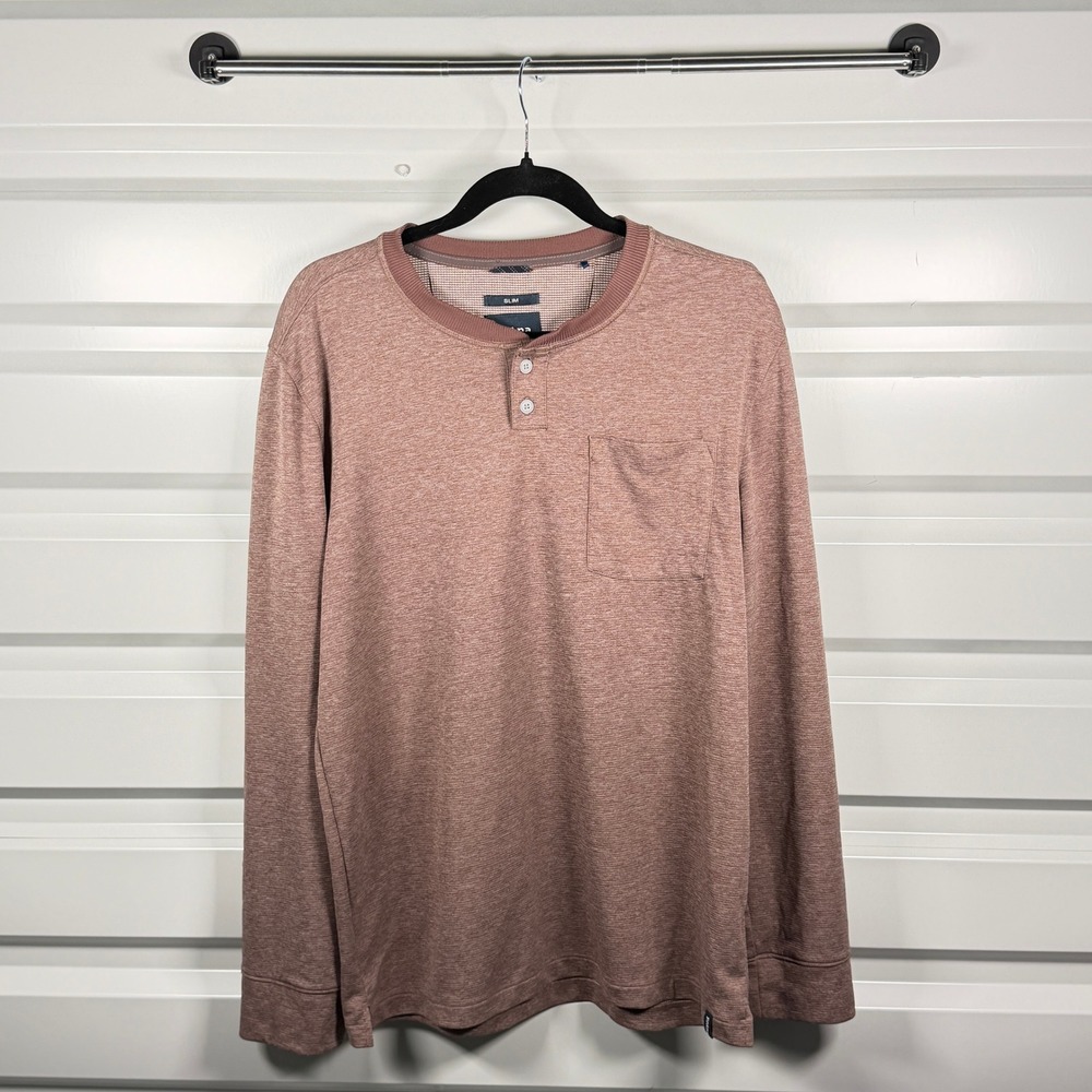 PranaSol Defender Slim Henley Shirt Mens Long Sleeve Heathered Large